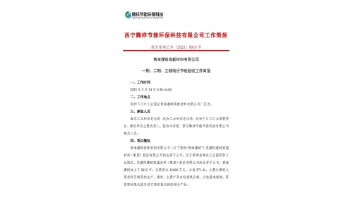 青海濮耐高新材料有限公司一期、二期、三期項目節(jié)能驗收工作簡報